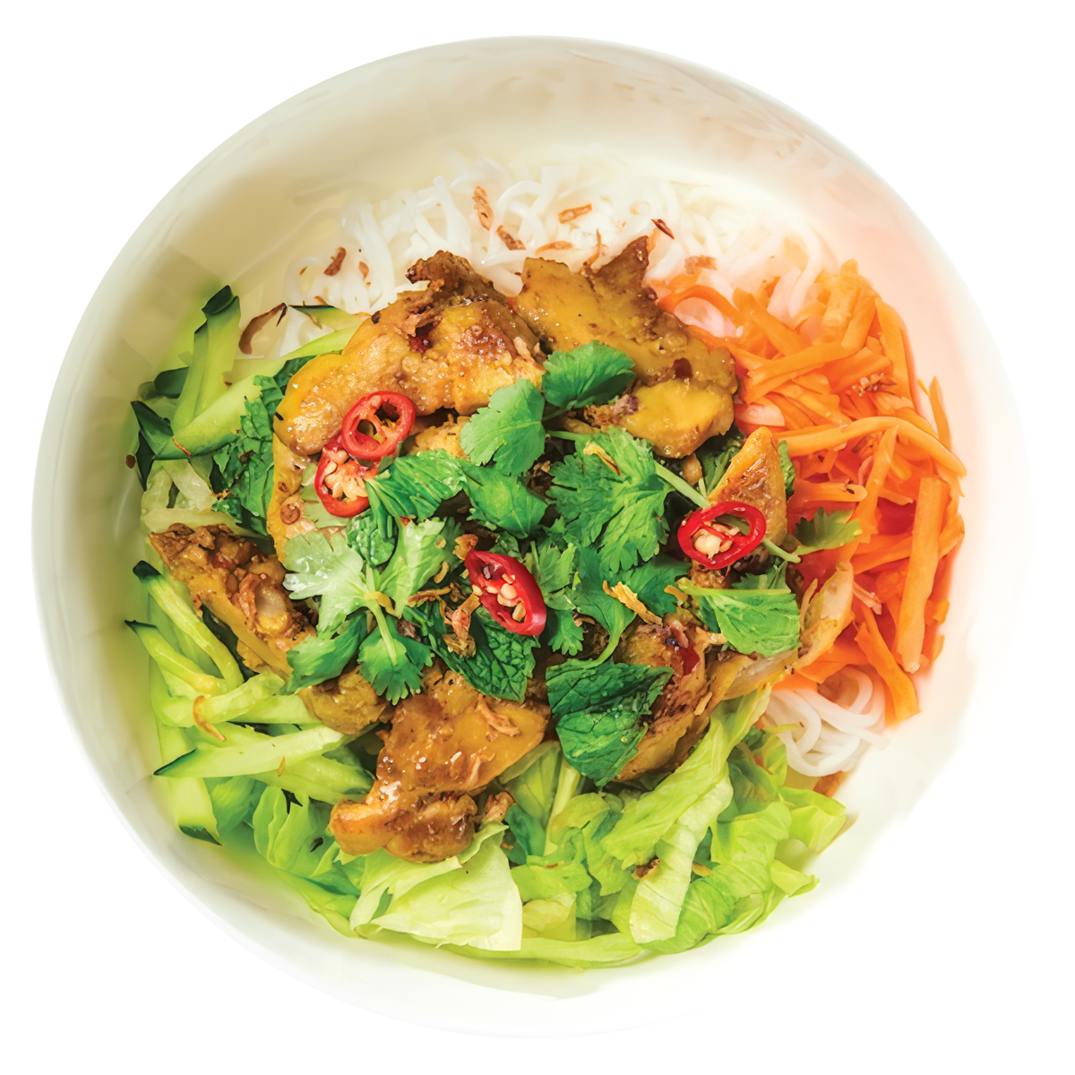 Lemongrass Chilli Chicken Noodle Salad (Bun)